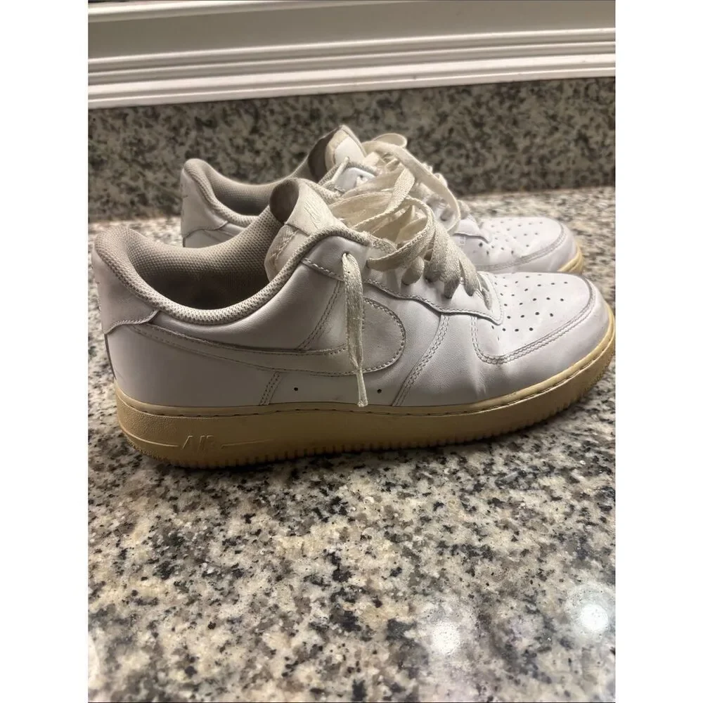 Nike Air Force 1 White Low-Top Sneakers with Cream Sole